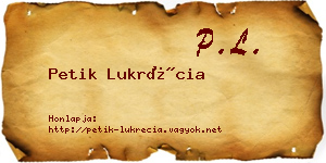 Petik Lukrécia névjegykártya